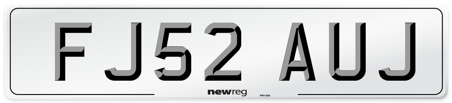 FJ52 AUJ Number Plate from New Reg